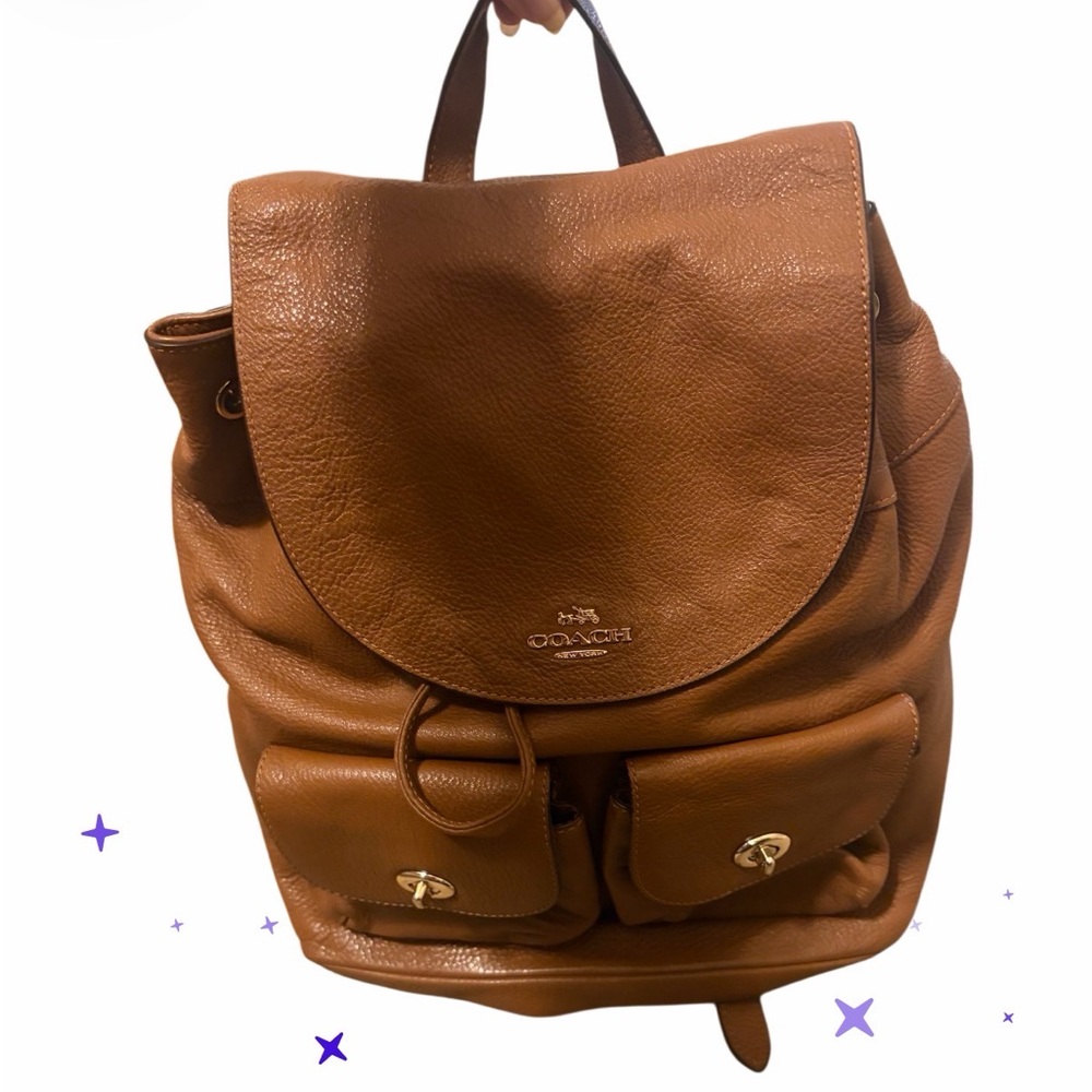 COACH Pebbled Leather Billy Backpack brown F37410 πππ - Picture 3 of 16